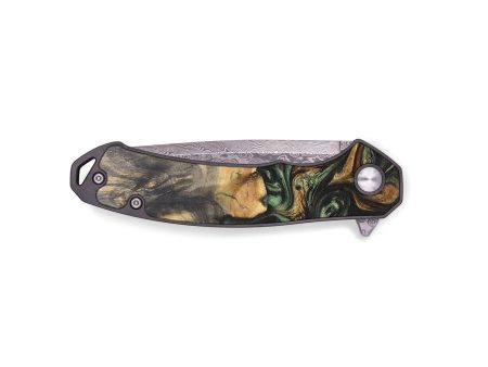 EDC Wood+Resin Pocket Knife - Carrie (Green, 695782) For Sale