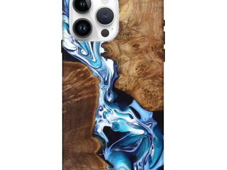 iPhone 15 Pro Max Wood+Resin Live Edge Phone Case - Emmanuel (Blue, 697919) For Sale