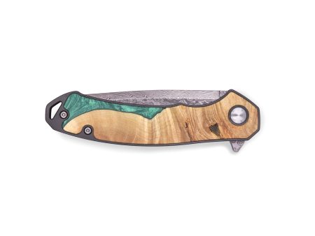 EDC Wood+Resin Pocket Knife - Elias (Green, 696930) Hot on Sale