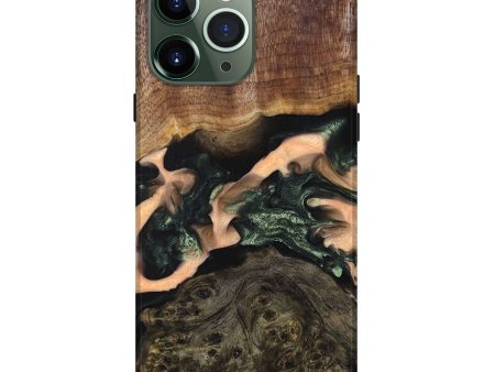 iPhone 13 Pro Max Wood+Resin Live Edge Phone Case - Fernando (Green, 694876) For Sale