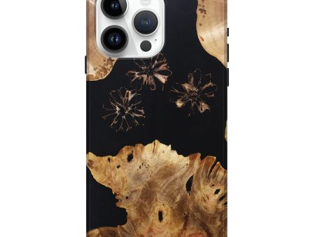 iPhone 15 Pro Max Wood+Resin Live Edge Phone Case - Daisy (Pure Black, 695804) Online now