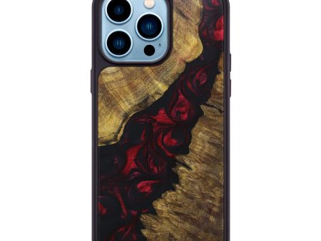 iPhone 14 Pro Max Wood+Resin Phone Case - Chelsey (Red, 696655) Fashion