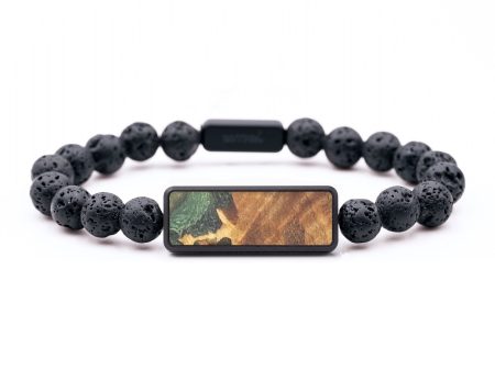 Lava Bead Wood+Resin Bracelet - Faye (Green, 694663) Supply