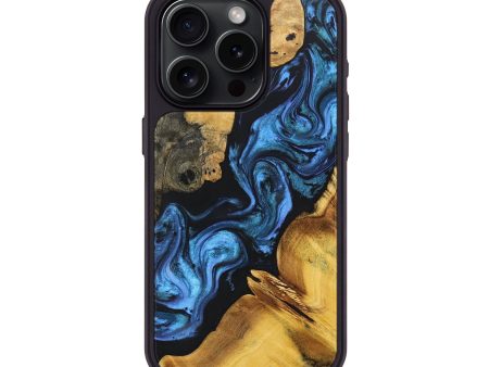 iPhone 15 Pro Wood+Resin Phone Case - Amanda (Blue, 697204) Online now