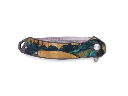 EDC Wood+Resin Pocket Knife - Randolph (Teal & Gold, 695022) Supply