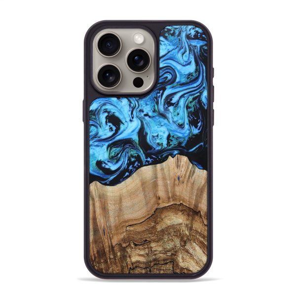 iPhone 15 Pro Max Wood+Resin Phone Case - Marjorie (Blue, 694864) Hot on Sale