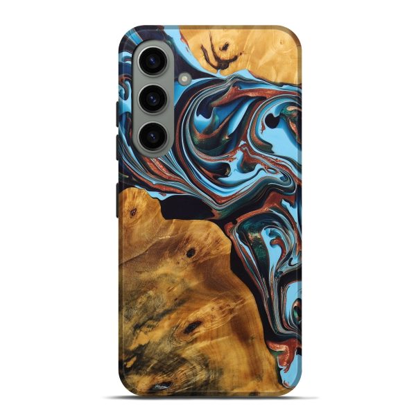 Galaxy S24 Plus Wood+Resin Live Edge Phone Case - Arturo (Teal & Gold, 696804) Fashion