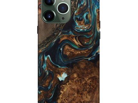 iPhone 13 Pro Max Wood+Resin Live Edge Phone Case - Wilbert (Teal & Gold, 699733) Discount