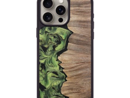 iPhone 15 Pro Max Wood+Resin Phone Case - Lizbeth (Green, 699566) on Sale