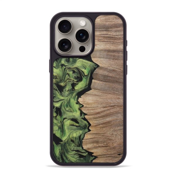 iPhone 15 Pro Max Wood+Resin Phone Case - Lizbeth (Green, 699566) on Sale