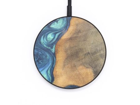 Circle Wood+Resin Wireless Charger - Dewey (Blue, 696911) on Sale