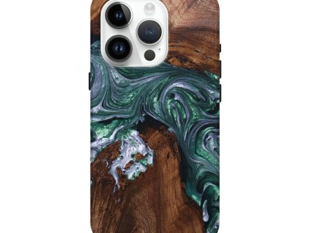 iPhone 15 Pro Wood+Resin Live Edge Phone Case - Arielle (Green, 696426) Discount