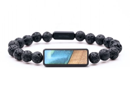 Lava Bead Wood+Resin Bracelet - Elijah (Blue, 694617) Discount