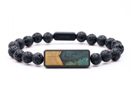 Lava Bead Wood+Resin Bracelet - Misty (Green, 694679) For Discount