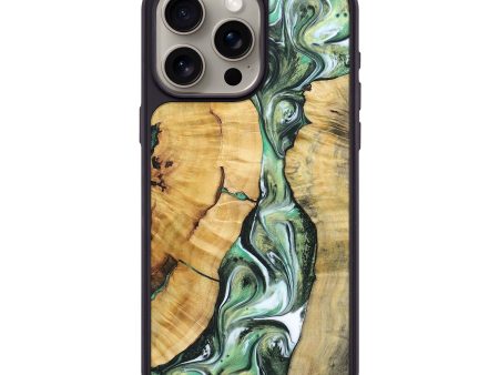 iPhone 15 Pro Max Wood+Resin Phone Case - Johnny (Green, 694823) Online Sale