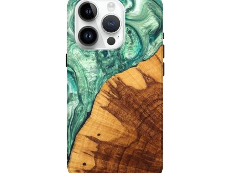 iPhone 15 Pro Wood+Resin Live Edge Phone Case - Alejandra (Green, 699165) Online Sale