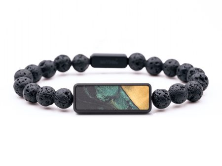 Lava Bead Wood+Resin Bracelet - Asher (Green, 694667) Online now