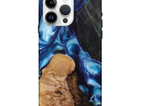 iPhone 15 Pro Max Wood+Resin Live Edge Phone Case - Roman (Blue, 695301) Online Hot Sale