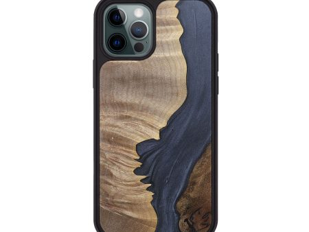 iPhone 12 Pro Wood+Resin Phone Case - Brad (Pure Black, 695661) For Cheap