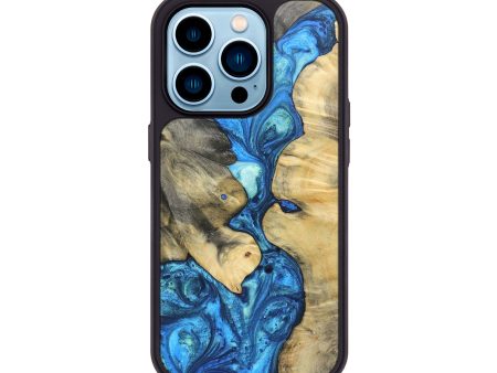 iPhone 14 Pro Wood+Resin Phone Case - Raymond (Blue, 697286) Sale