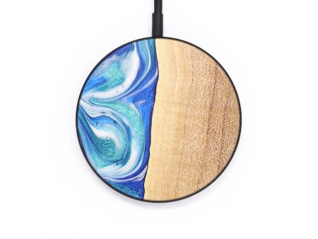 Circle Wood+Resin Wireless Charger - Carrie (Blue, 697372) For Sale