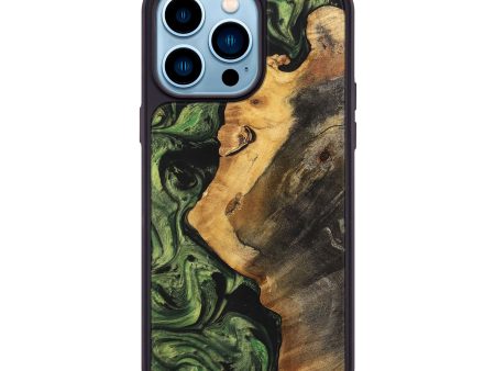 iPhone 14 Pro Max Wood+Resin Phone Case - Catina (Green, 699560) Cheap