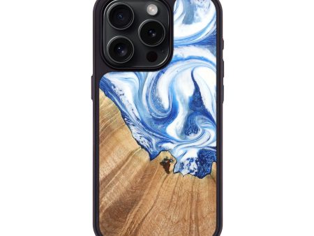 iPhone 15 Pro Wood+Resin Phone Case - Victor (Blue, 697220) For Discount