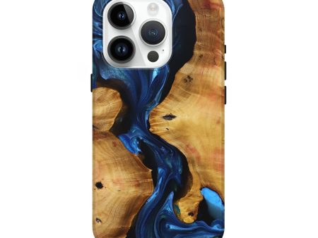 iPhone 15 Pro Wood+Resin Live Edge Phone Case - Adrienne (Blue, 694967) Online Hot Sale