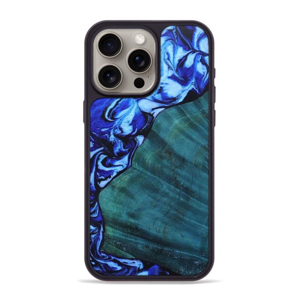 iPhone 15 Pro Max Wood+Resin Phone Case - Priscilla (Blue, 694170) Discount