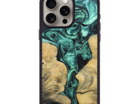 iPhone 15 Pro Max Wood+Resin Phone Case - Nia (Green, 696485) on Sale