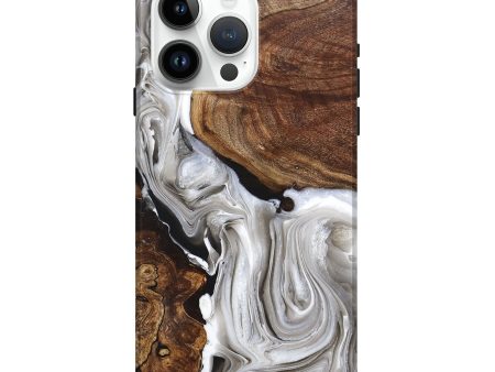 iPhone 15 Pro Max Wood+Resin Live Edge Phone Case - Donovan (Black & White, 697931) Fashion