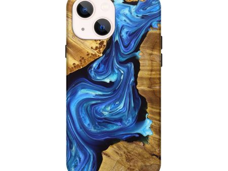 iPhone 14 Wood+Resin Live Edge Phone Case - Bennett (Blue, 696324) Fashion