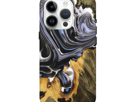 iPhone 15 Pro Wood+Resin Live Edge Phone Case - Jacquelyn (Black & White, 698611) on Sale