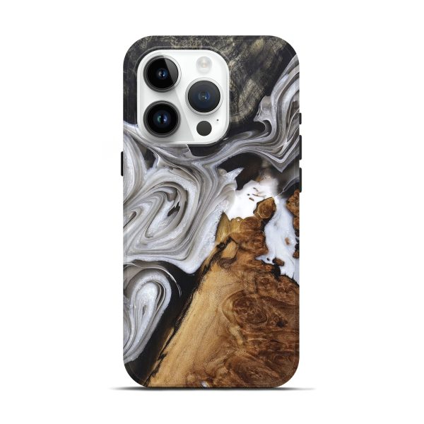 iPhone 15 Pro Wood+Resin Live Edge Phone Case - Mia (Black & White, 697933) Discount