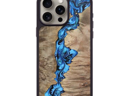 iPhone 15 Pro Max Wood+Resin Phone Case - Dylan (Blue, 694866) For Cheap