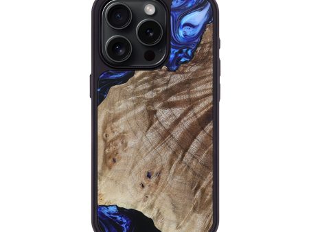 iPhone 15 Pro Wood+Resin Phone Case - Therese (Blue, 694852) Fashion