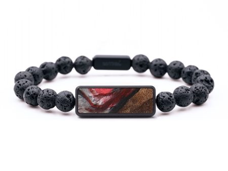 Lava Bead Wood+Resin Bracelet - Jayleen (Red, 699292) Supply