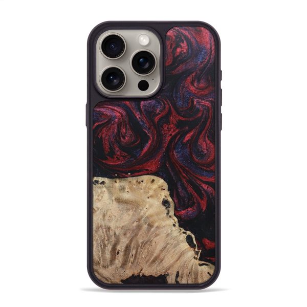 iPhone 15 Pro Max Wood+Resin Phone Case - Reid (Red, 697550) For Cheap