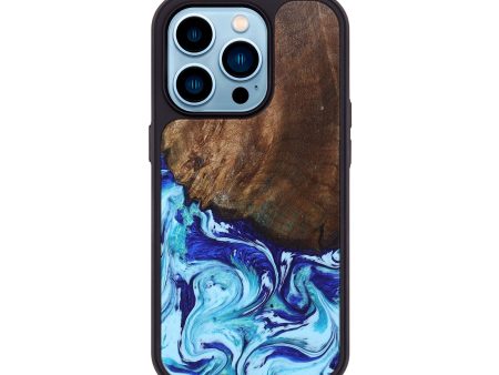 iPhone 14 Pro Wood+Resin Phone Case - Vivienne (Blue, 697209) Online now