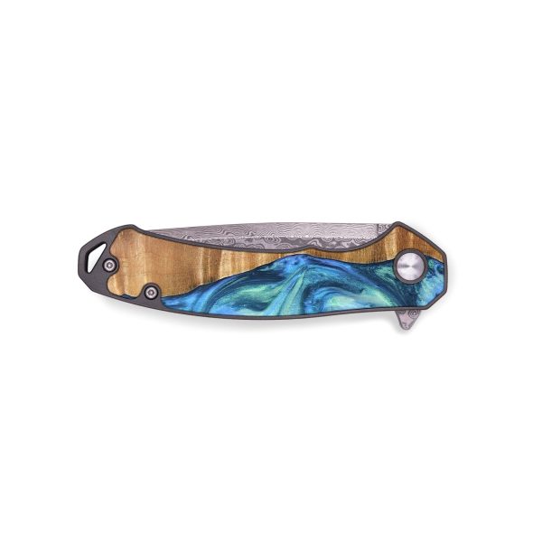 EDC Wood+Resin Pocket Knife - Ann (Blue, 697367) on Sale