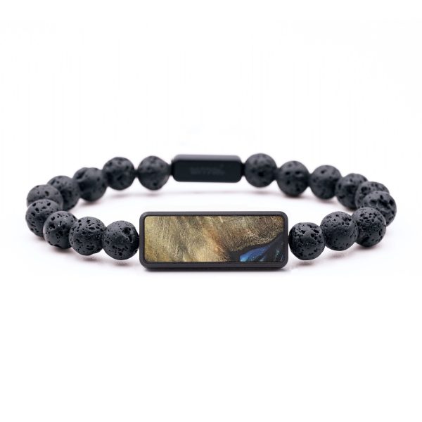 Lava Bead Wood+Resin Bracelet - Leanne (Blue, 699226) Hot on Sale