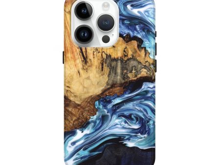 iPhone 15 Pro Wood+Resin Live Edge Phone Case - Dorothy (Blue, 696409) Online Sale