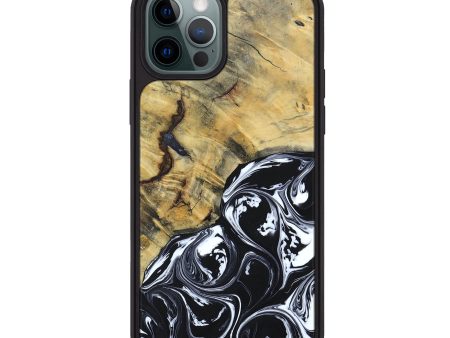 iPhone 12 Pro Max Wood+Resin Phone Case - Raul (Black & White, 694293) Online now