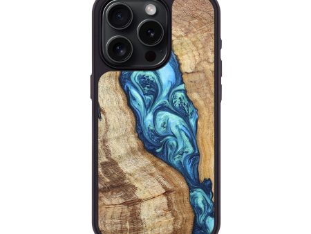 iPhone 15 Pro Wood+Resin Phone Case - Alvin (Blue, 697213) Discount