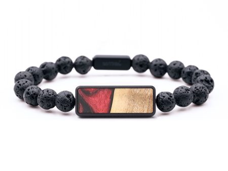 Lava Bead Wood+Resin Bracelet - Ernestine (Red, 694694) Discount