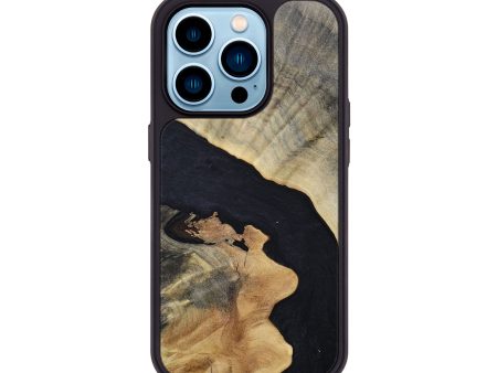 iPhone 14 Pro Wood+Resin Phone Case - Shelley (Pure Black, 694798) on Sale