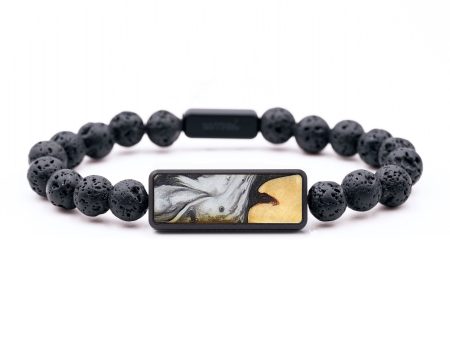 Lava Bead Wood+Resin Bracelet - Nadia (Black & White, 699185) Discount