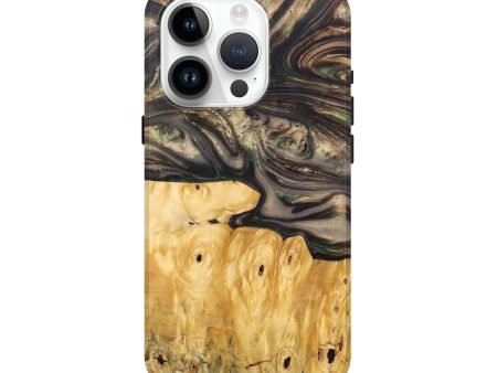 iPhone 15 Pro Wood+Resin Live Edge Phone Case - Priscilla (Green, 695918) Cheap