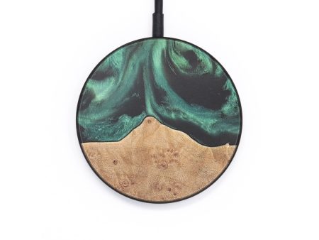 Circle Wood+Resin Wireless Charger - Forrest (Green, 696918) Cheap