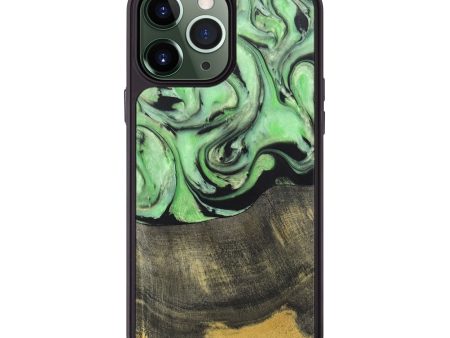 iPhone 13 Pro Max Wood+Resin Phone Case - Shaun (Green, 697017) For Sale